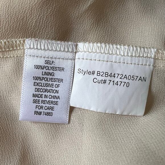 Kenar Womens Sheer Blouse Tank Top Embroidered Floral Design Button Down Beige - Picture 8 of 9